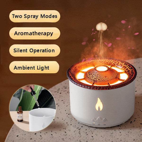 New Creative Ultrasonic Essential Oil Humidifier Volcano Aromatherapy Machine Spray Jellyfish Air Flame Humidifier Diffuser - mercury