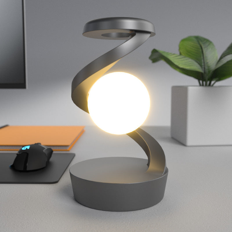 Rotating Moon Desk Lamp With Phone Wireless Charging Sensor Control Table Lamps Decorative Desktop Lamp Small Night Lamp Home Decor - mercury