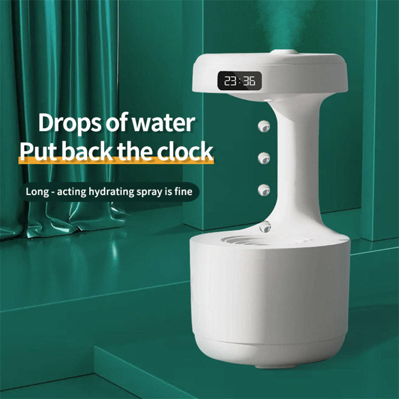 Bedroom Anti-Gravity Humidifier With Clock Water Drop Backflow Aroma Diffuser Large Capacity Office Bedroom Mute Heavy Fog Household Sprayer - mercury