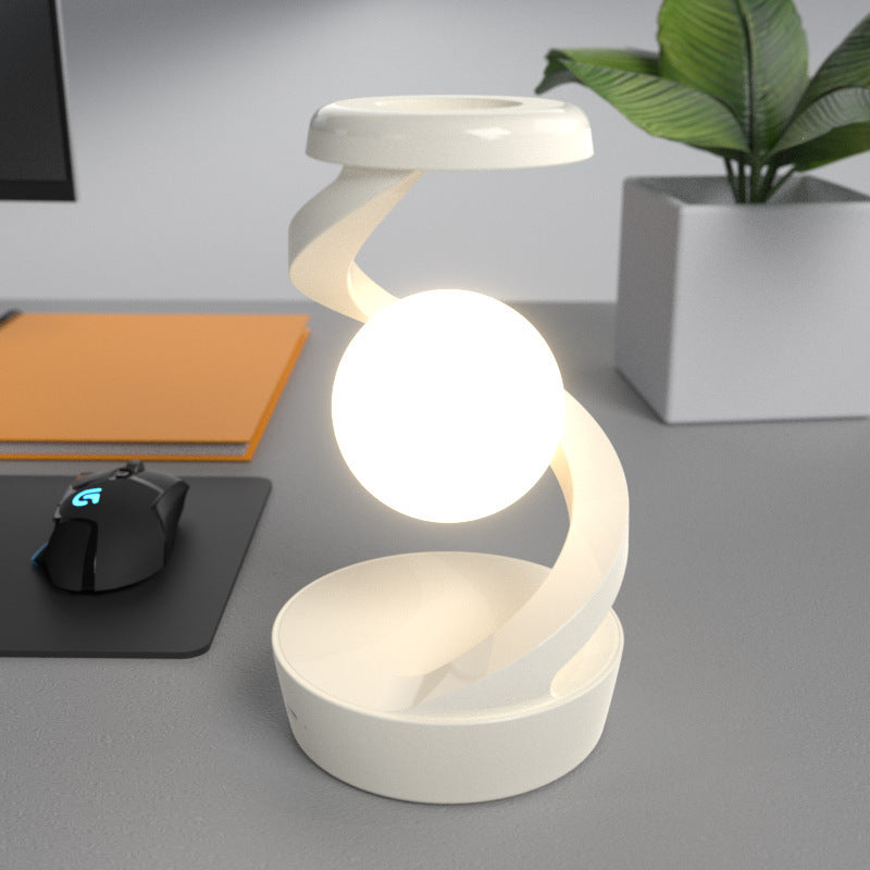 Rotating Moon Desk Lamp With Phone Wireless Charging Sensor Control Table Lamps Decorative Desktop Lamp Small Night Lamp Home Decor - mercury