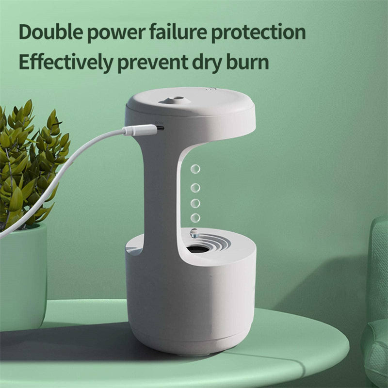 Bedroom Anti-Gravity Humidifier With Clock Water Drop Backflow Aroma Diffuser Large Capacity Office Bedroom Mute Heavy Fog Household Sprayer - mercury