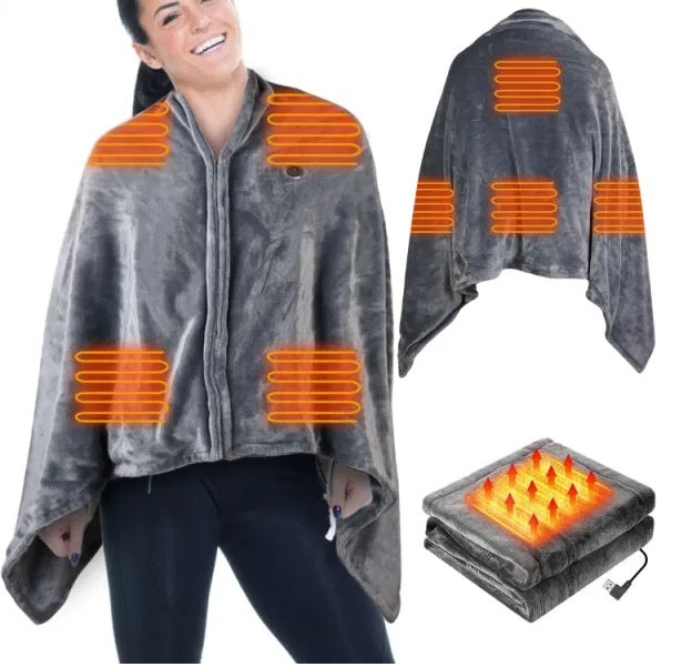 Heated Blanket Electric Heated Blanket Heated Poncho Shawl Wrap Throw With Zipper Washable For Home Office